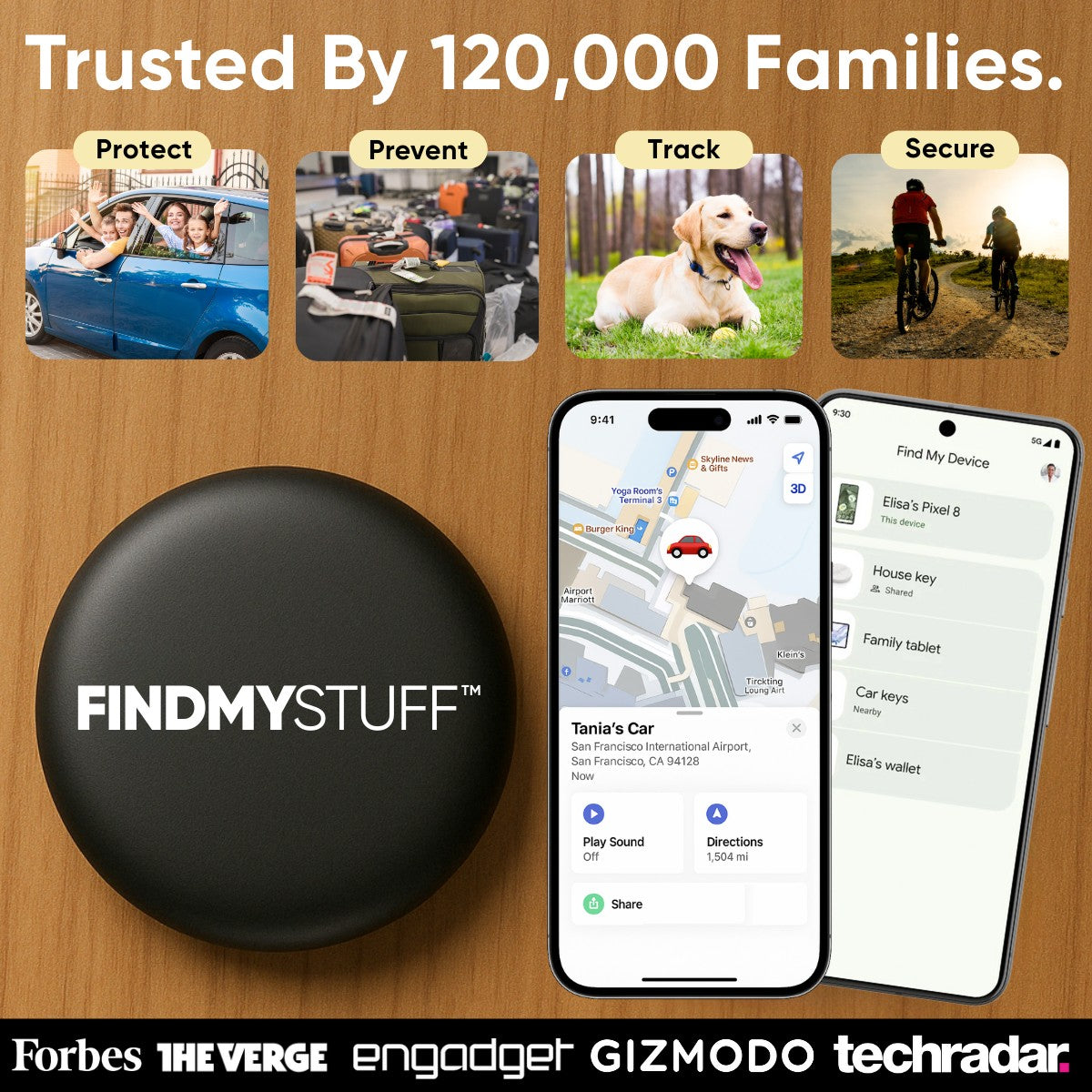 FindMyStuff™ Anti-Theft Car, Bike, RV, Trailer, Keys, Bags, Pets & More Tracker