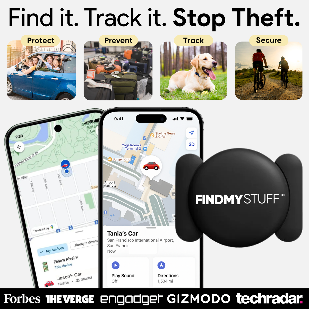 FindMyStuff™ Anti-Diebstahl-Tracker mit „Find My“-Unterstützung