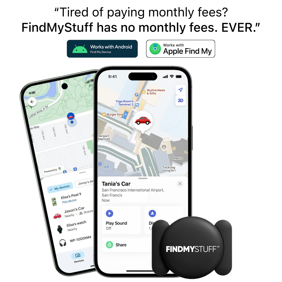 FindMyStuff™ Anti-Diebstahl-Tracker mit „Find My“-Unterstützung
