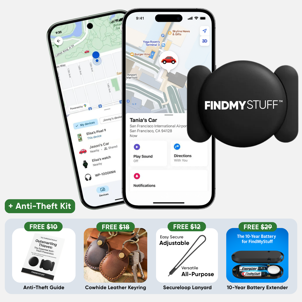 FindMyStuff™ Anti-Theft Car, Bike, RV, Trailer, Keys, Bags, Pets & More Tracker