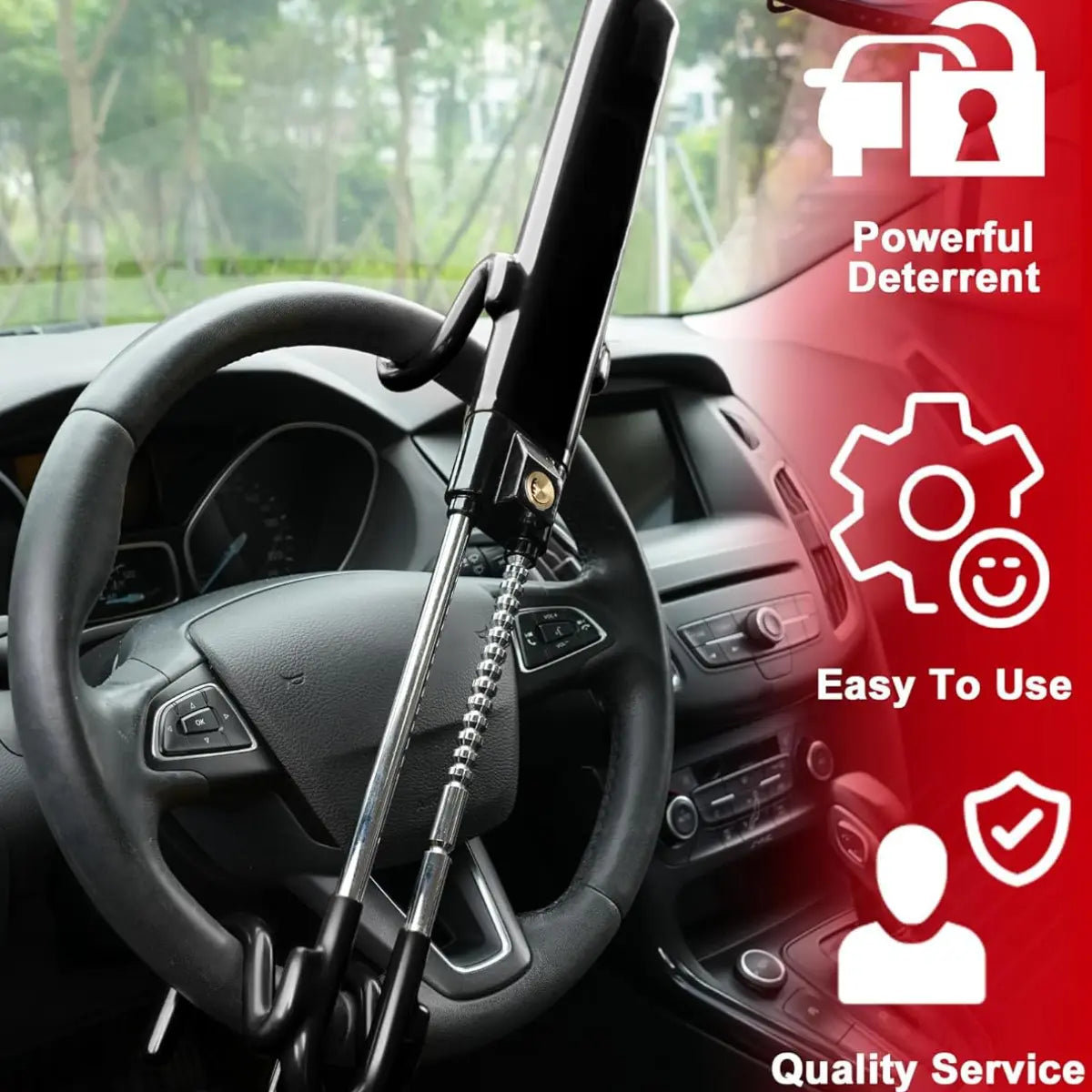 FortiLock™ Steering Wheel Clamp Anti-Car Theft Deterrent FindMyStuff GPS Car Tracker