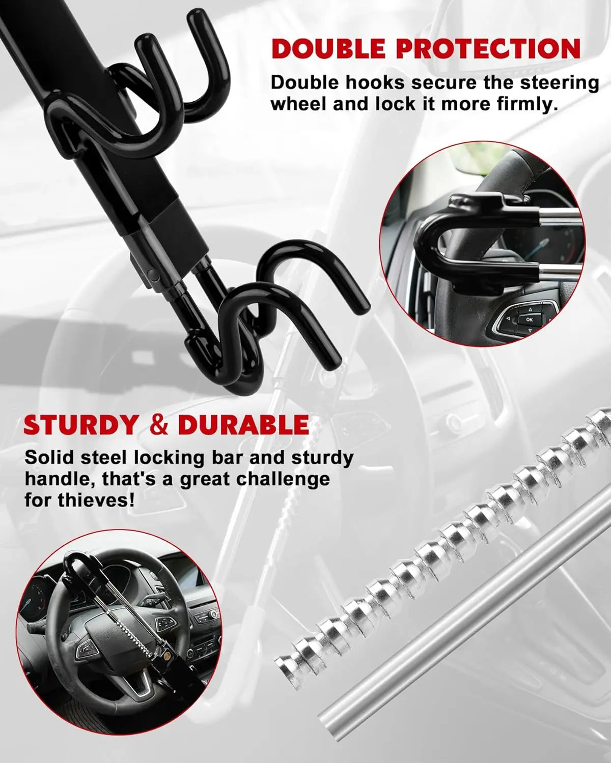 FortiLock™ Steering Wheel Clamp Anti-Car Theft Deterrent FindMyStuff GPS Car Tracker