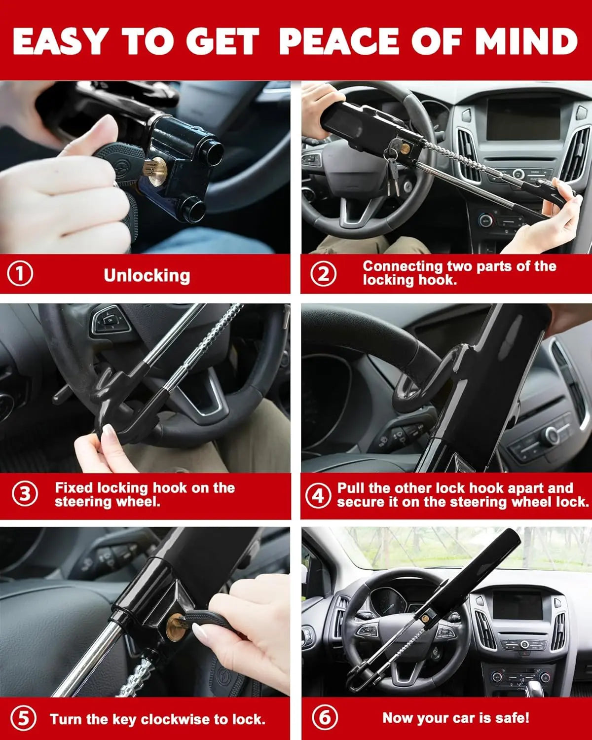 FortiLock™ Steering Wheel Clamp Anti-Car Theft Deterrent FindMyStuff GPS Car Tracker