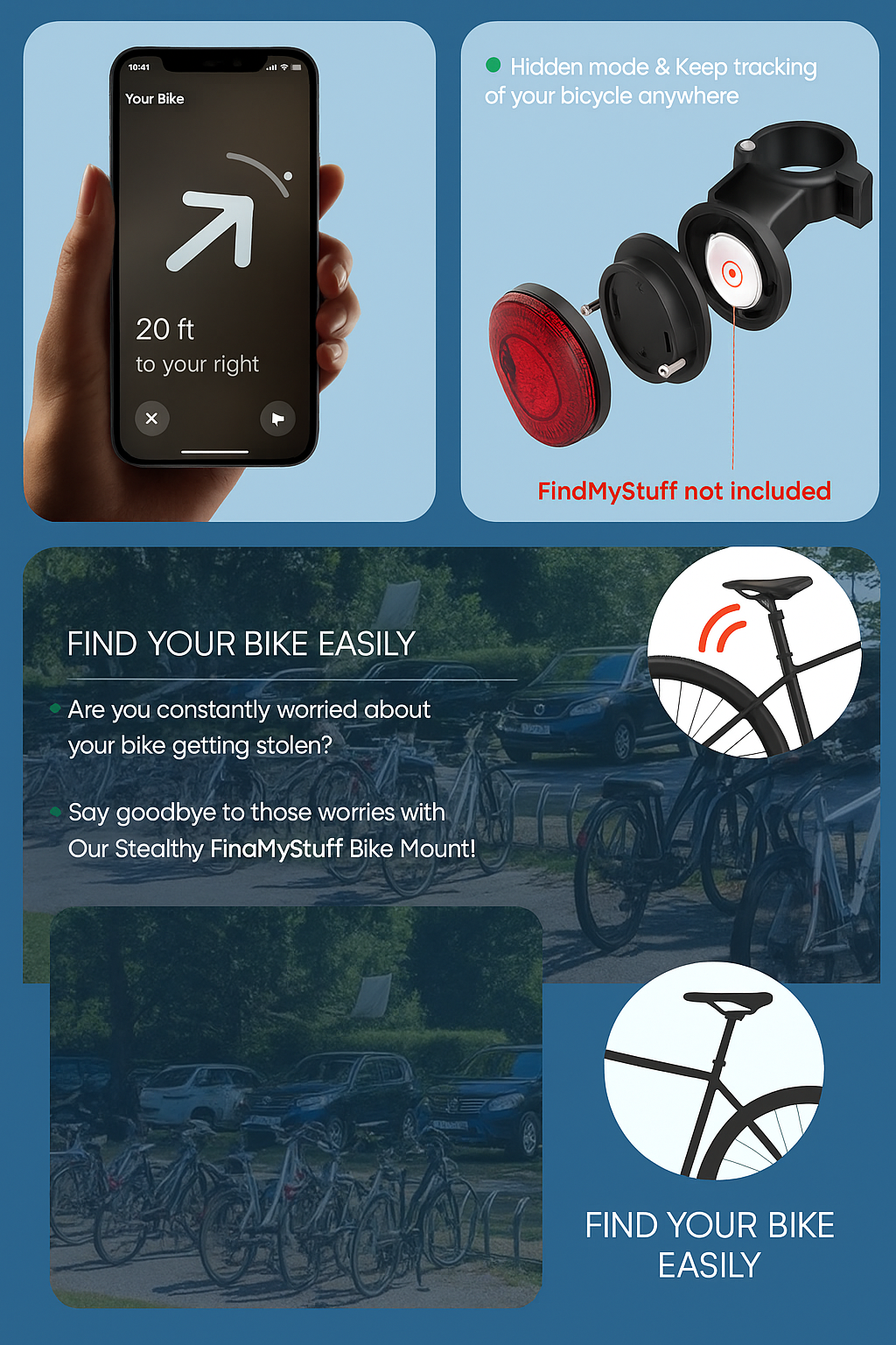 BikeGuard™ Anti-Bicycle Theft Mount For FindMyStuff™