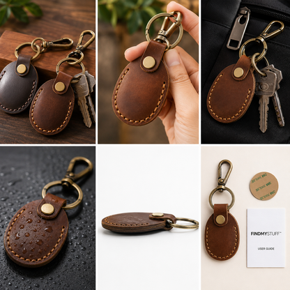 FindMyStuff™ Premium Leather Keyring (2 Pack)