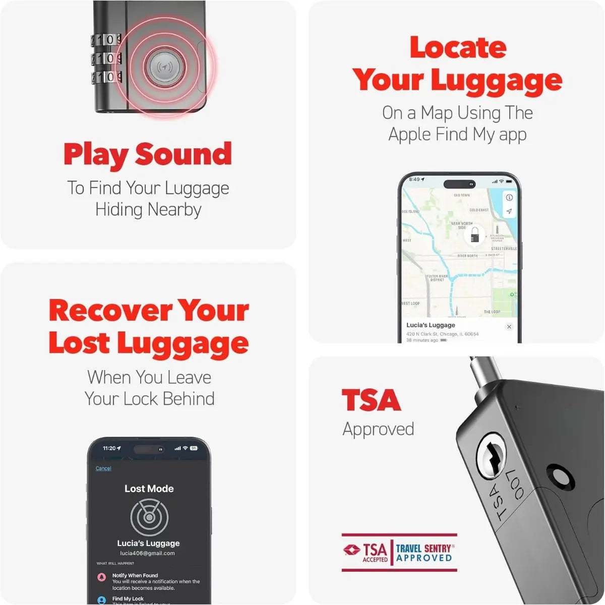 FindMyLuggage™ Anti-Theft Tracker Smart Lock - FindMyStuff GPS Car Tracker