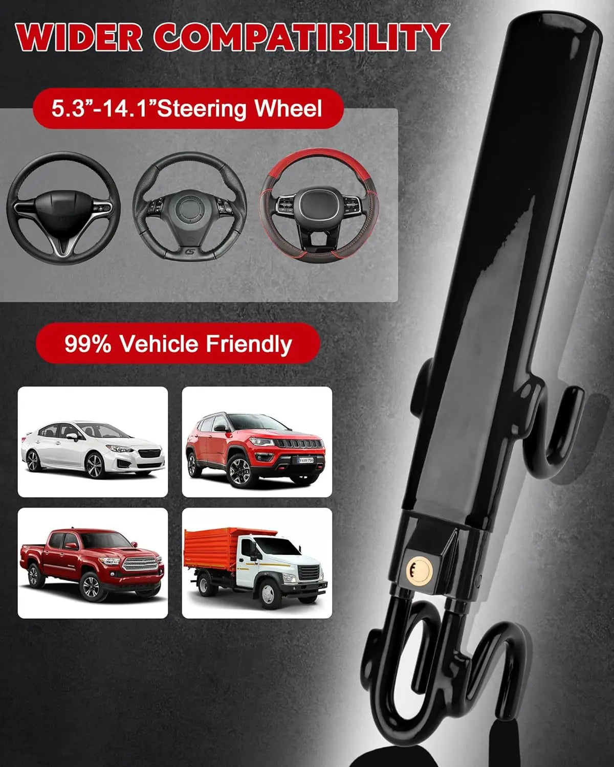 FortiLock™ Steering Wheel Clamp Anti-Car Theft Deterrent FindMyStuff GPS Car Tracker